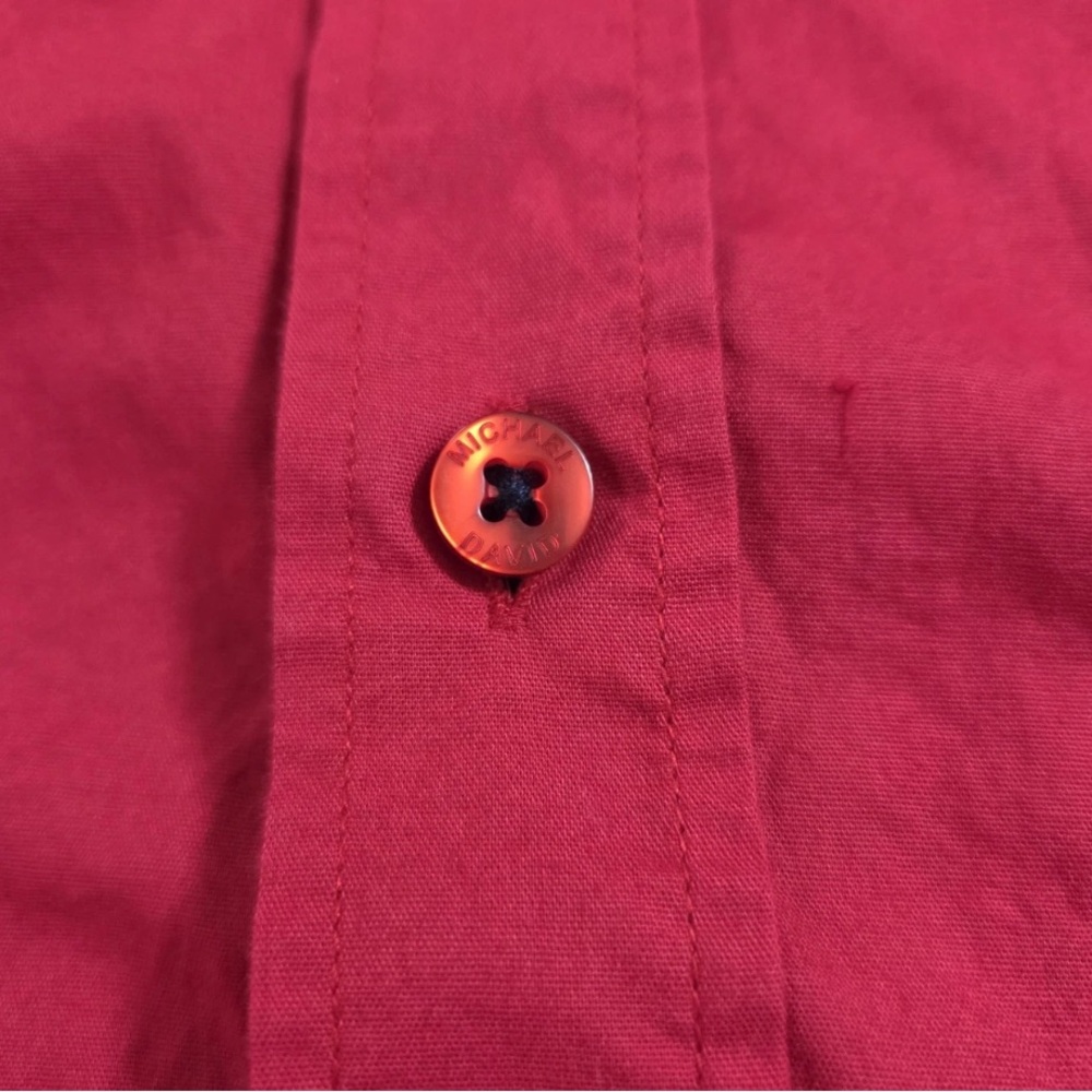 Michael & David Red Dress Button Down contrast sleeves. Gorgeous - Picture 8 of 13